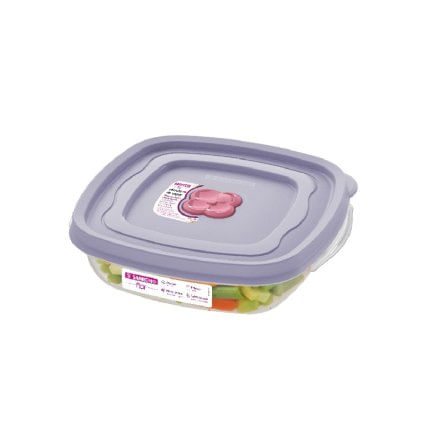 Pote Plástico Quadrado Hermético Lilás 664ML Flor Sanremo